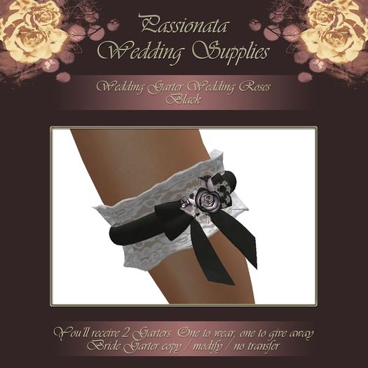 Beautiful Roses Wedding Garter - Black