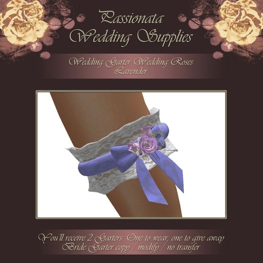 Beautiful Roses Wedding Garter - Lavender
