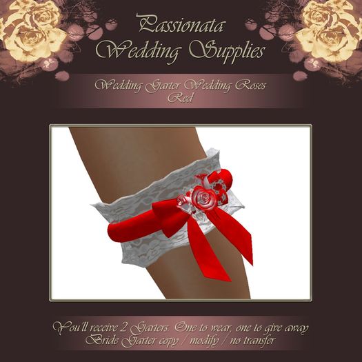 Beautiful Roses Wedding Garter - Red