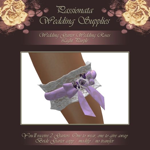 Beautiful Roses Wedding Garter - Light Purple