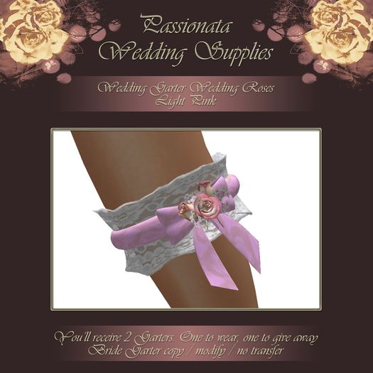 Beautiful Roses Wedding Garter - Light Pink