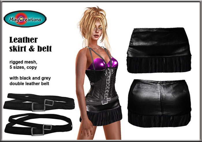 MayCreations mesh leather skirt w belt black