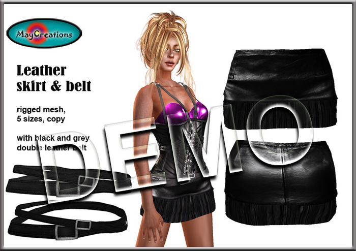 MayCreations mesh leather skirt w belt DEMO