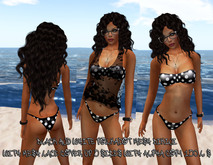 Black and White Polkadot Mesh Bikini with Lace Cover Up