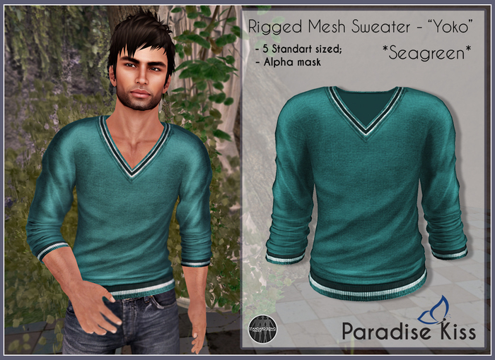 {Paradise Kiss} Yoko sweater-Seagreen (Rigged mesh)
