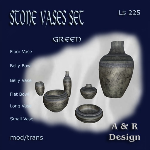 A&R Design Stone Vases Set green