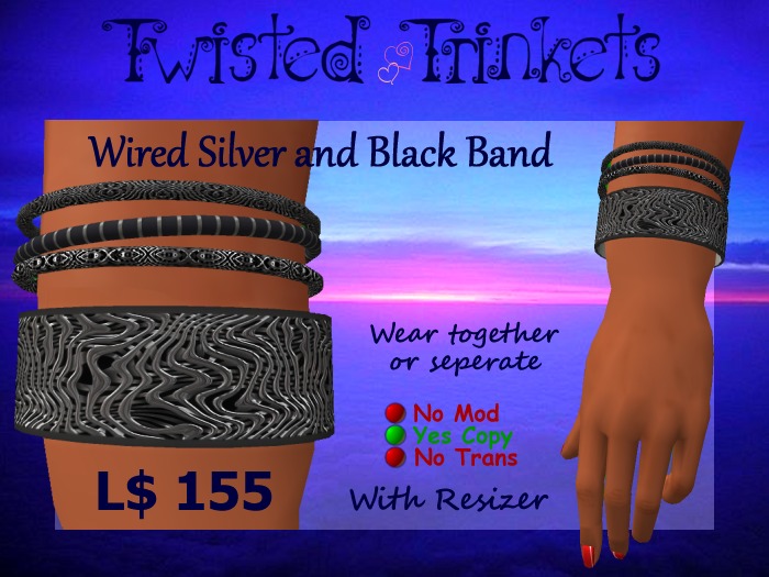Silver and Black Wired Bangle