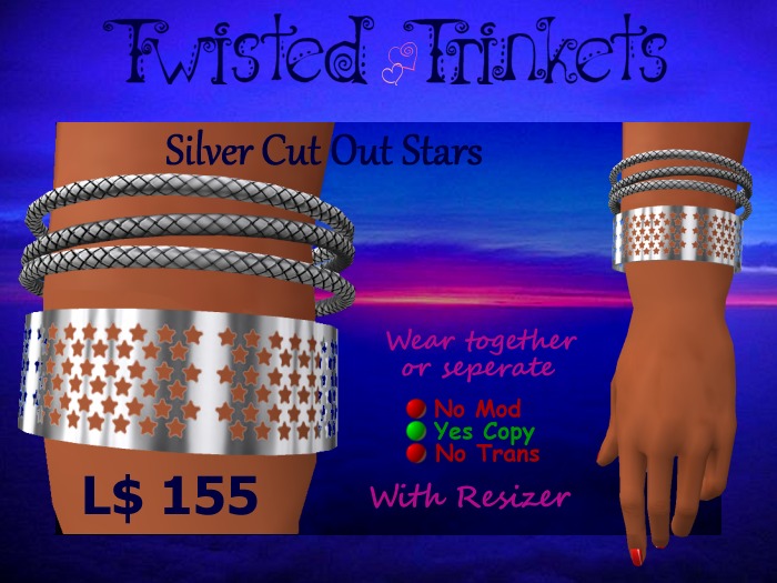 Silver Cut Out Stars Bangle