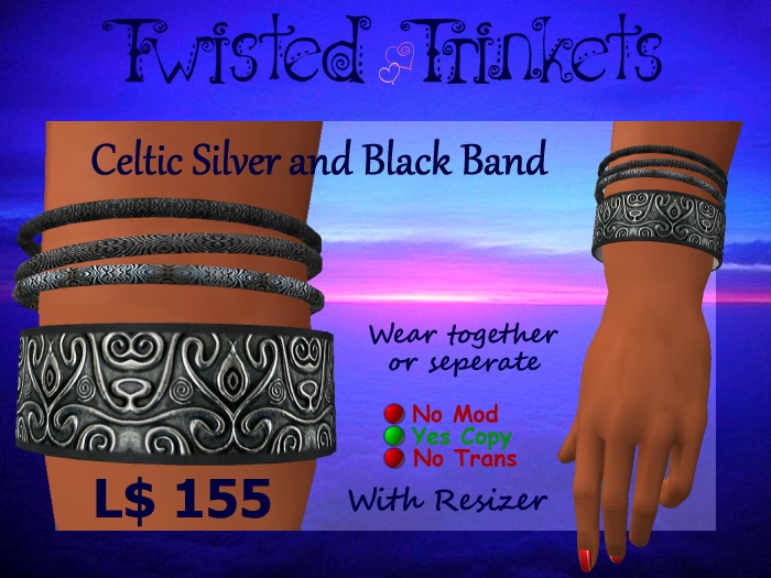 Celtic Silver and Black Bangle