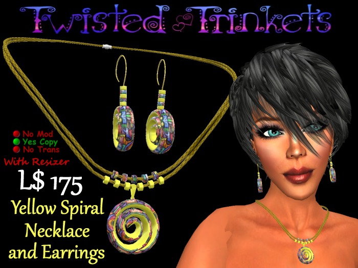 Necklace & Earrings Yellow Spiral Set