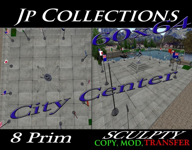 WOW ONLY 8 Prim City Center W Flexy Flags AMAZING