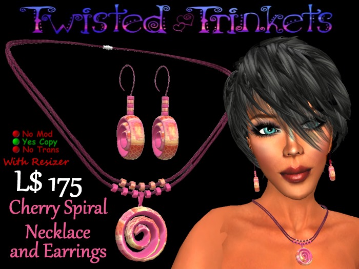 Necklace & Earrings Cherry Spiral Set