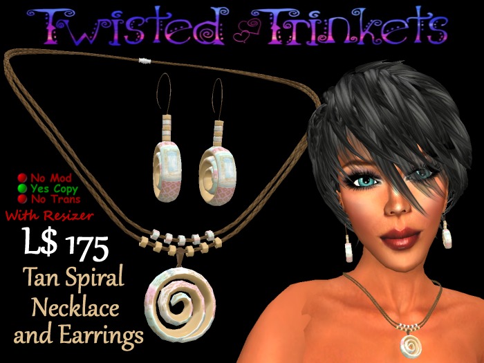 Necklace & Earrings Tan Spiral Set