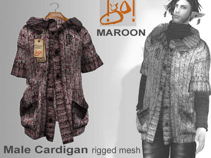 !gO! Male Cardigan -Maroon-