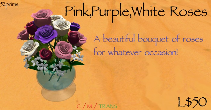 Pink,Purple,White Roses by Sami