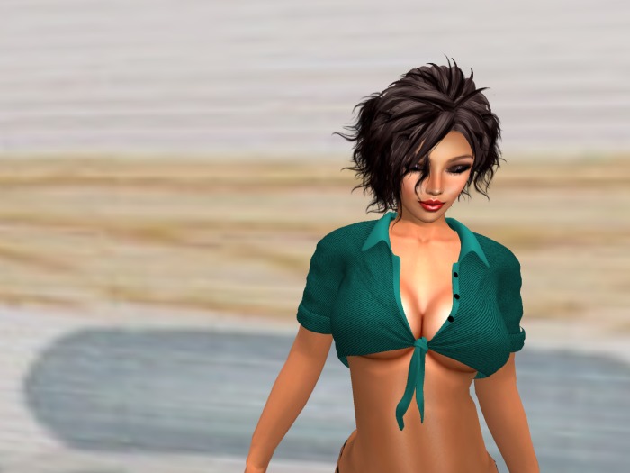Jackie Mesh Teal Tie Up