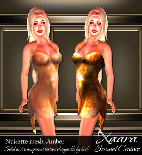 Diana silk Neglige Amber  mesh