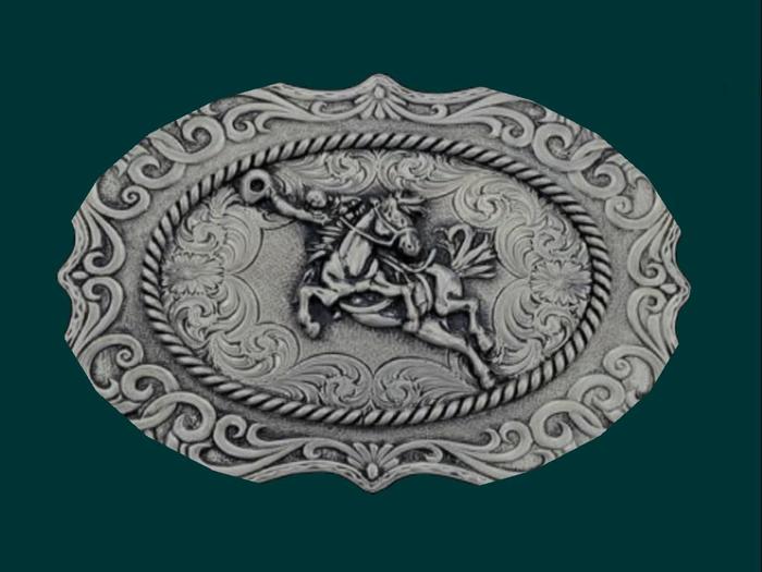 Western Style Buckle - Pewter Bronc