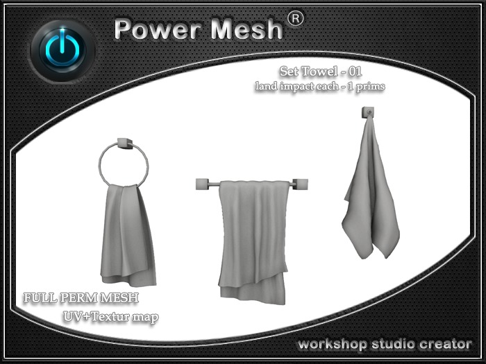 - { POWER MESH } - Full Perm Set Towel - 01