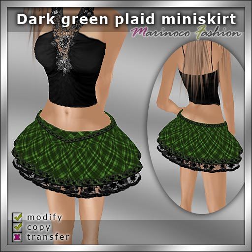 MF Bottom014h (Dark green plaid miniskirt)
