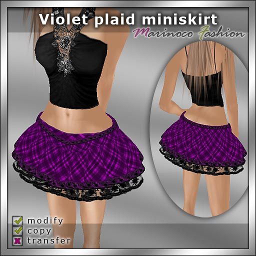 MF Bottom014f (Violet plaid miniskirt)