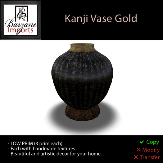 BARZANE Imports - Kanji Vase Pack Boxed