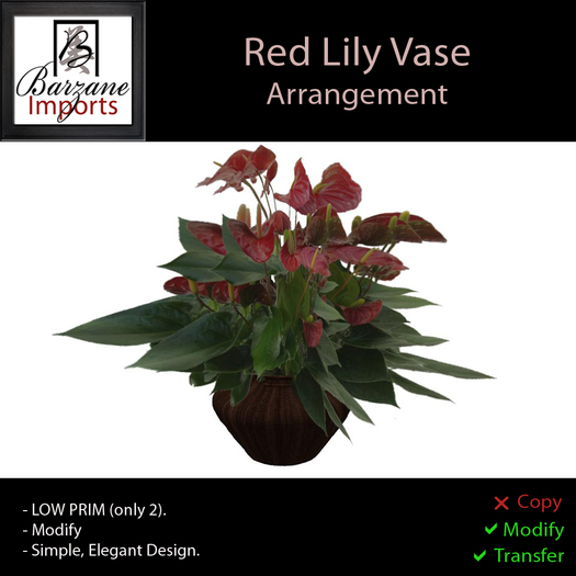 BARZANE Imports - Red Lily Vase Arrangement