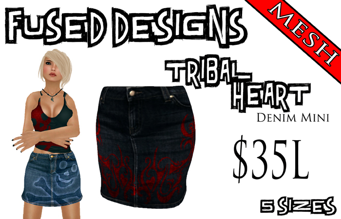 FUSED Designs Mesh Tribal Heart Denim Mini