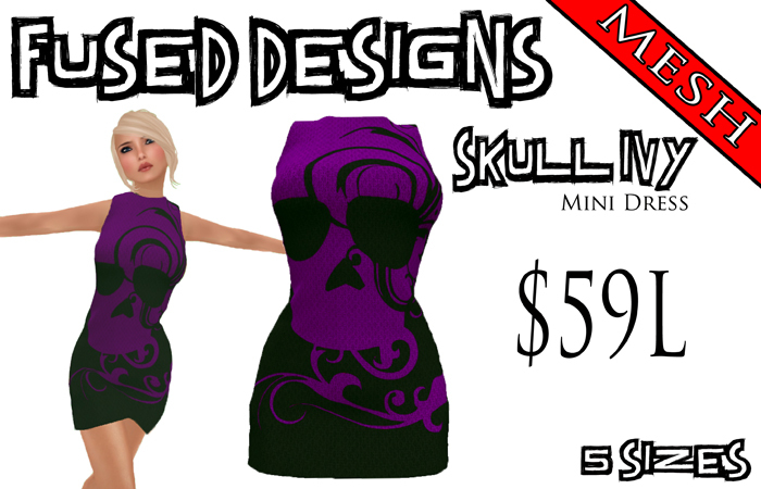 FUSED Designs Mesh Skull Ivy Mini Dress