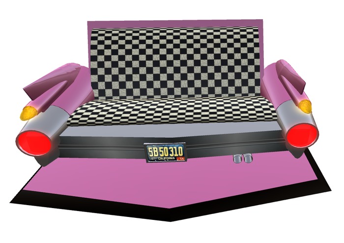 50s car couch pink