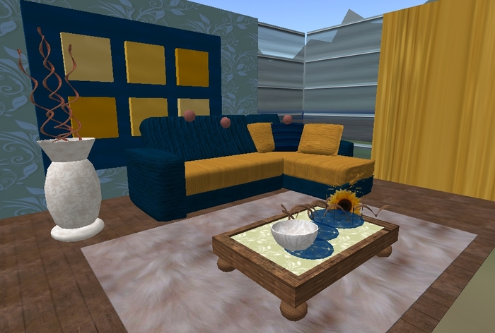 Living room blue/yellow