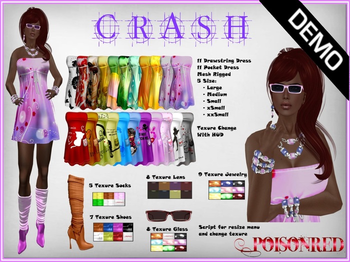 PoisonRed-Crash Dress DEMO Mesh RIGGED