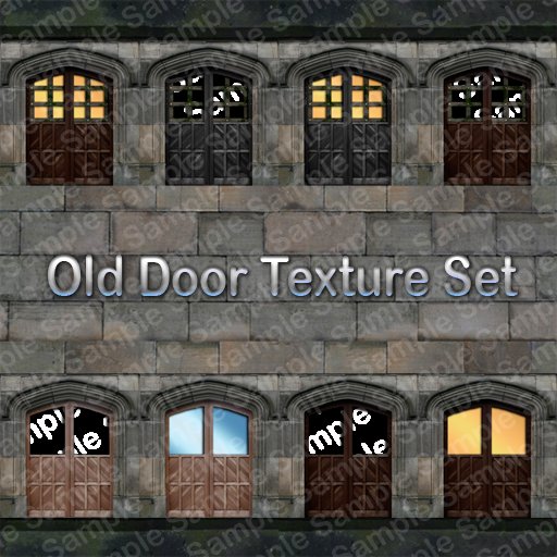 Old Door Texture Set - 28 Full perm, high quality textures! Perfect for castles or old buildings!
