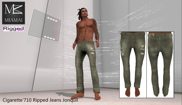 Miamai_Cigarette'710 Jeans_Cream Ripped