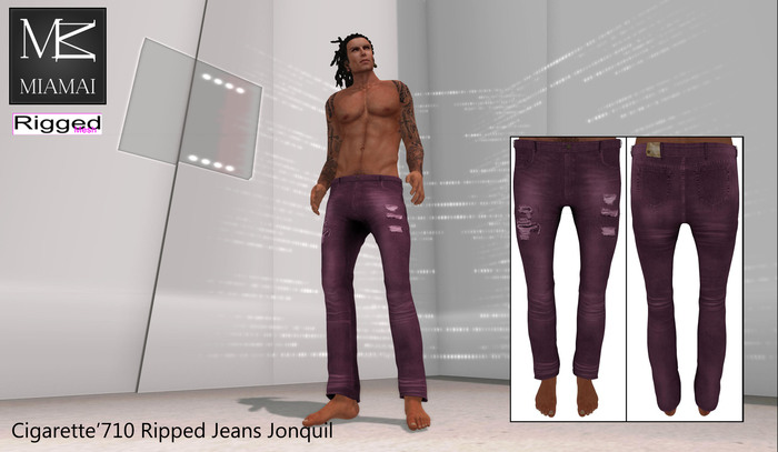 Miamai_Cigarette'710 Jeans_Hot Pink Ripped