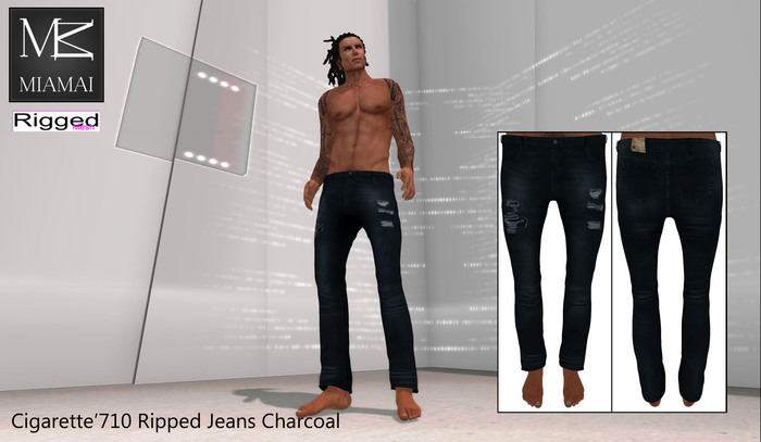 Miamai_Cigarette'710 Jeans_Charcoal Ripped