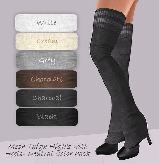 Mesh Thigh Highs with Heels- Neutral Color Pack