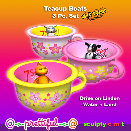 @~>~ PrettiFuL ~<~@ Loco Pocos Teacup Boats [ Cherry Blossoms ]