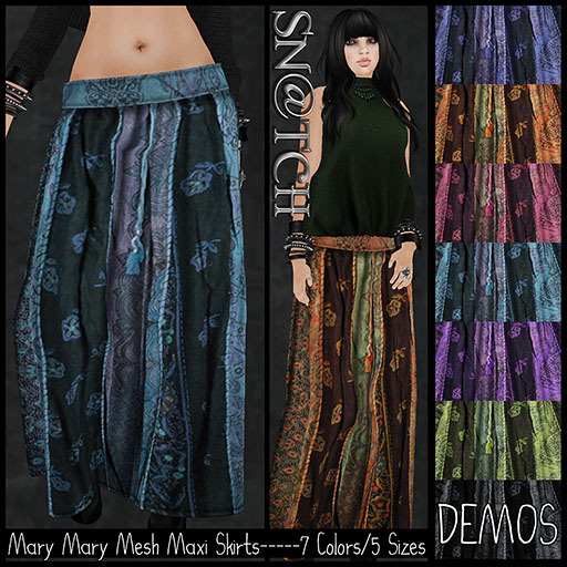 :::Sn@tch Mesh Mary Maxi Skirt (DEMOS):::