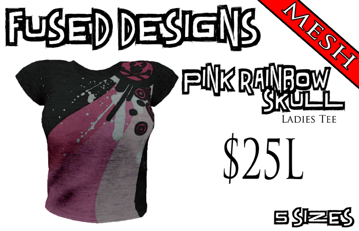 FUSED Designs Ladies Mesh Pink Rainbow Tee