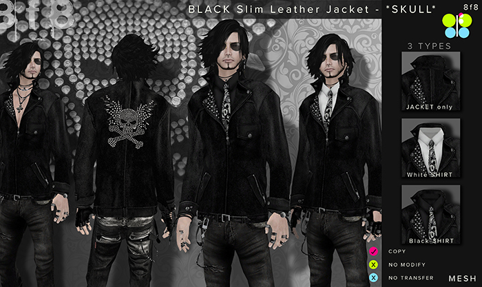 8f8 BLACK SKULL Slim Leather Jacket
