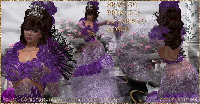 Second Life Marketplace - Sensual Spanish Princess Flamenco Gown Lilac