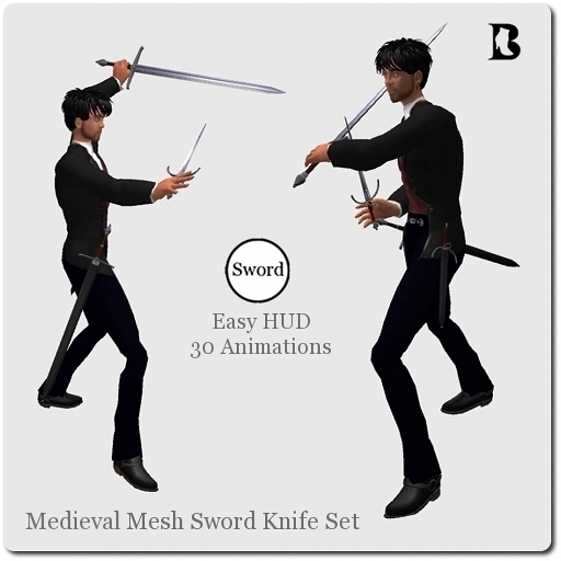 Blackburns  Medieval Mesh Sword Knife Set with Animations HUD