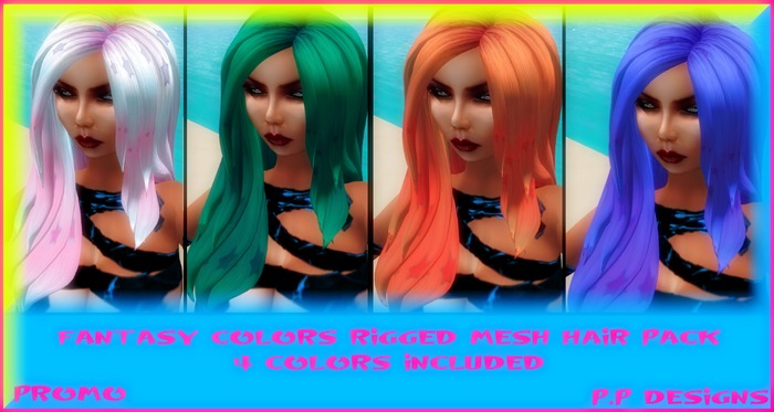 FANTASY COLORS RIGGED MESH HAIR PACK