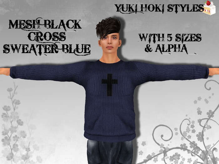 YHS Mesh Black Cross Sweater Blue