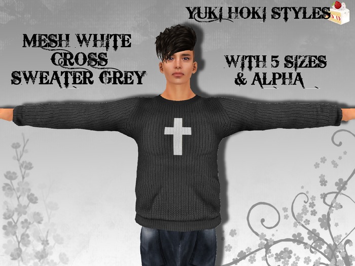 YHS Mesh White Cross Sweater Grey