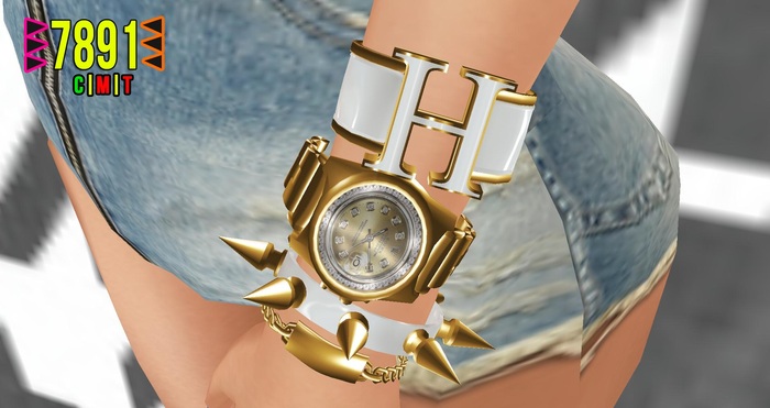 [7891.]- Aurbierre Watch Set - Gold&White