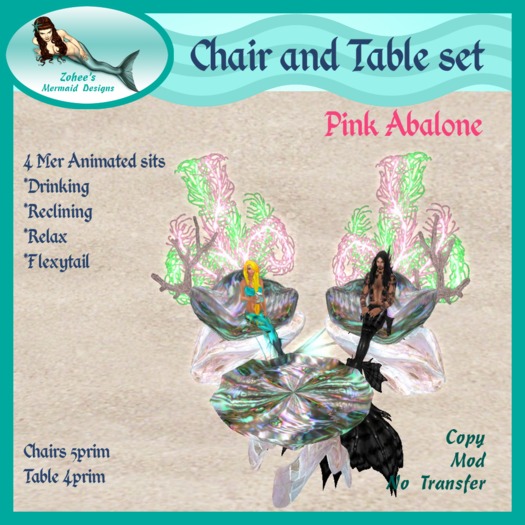 ZMD - Pink Abalone Chair and Table set