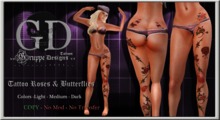 FEMALE TATTOO.::Gruppe Designs Tattoos::. GD-04 Color Roses & Butterflies 