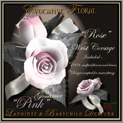 "Rose" Wrist Corsage in Gossamer Pink Wedding Flowers Bridesmaid Bridal 